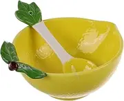 MAGICLULU 1 Set Adorable Ceramic Lemon Bowl with Spoon Versatile Food Storage Container for Salads Fruits Desserts for Home Use and Easy to Clean