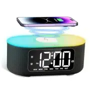 Fabric Alarm Clock for Bedroom, with Big Led Screen Display, Bluetooth Black