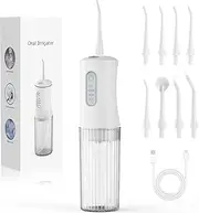 Cordless Water Flosser for Teeth, Electric Oral Irrigator with 4 Cleaning Modes & 8 Jet Tips, IPX7 Waterproof Dental Irrigator, Portable Rechargeable Teeth Cleaner for Home Travel,white