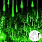 Solar Meteor Shower Rain Lights，30Cm 8 Tube 144 Leds Green Meteor Lights,Led Fal