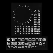 HALLMERS 36x Function Symbols + 45mm 52mm Dotted Dial Separate Custom Timer Oven Temperature Celsius Control Panel Labels (White Print Clear Adhesive) Replacement Sticker Temp Knob Electric Gas Grill