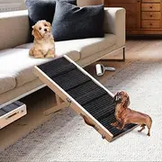 Aitakatta Dog Ramp for Bed, Adjustable Portable Folding Pet Ramp, 32" Long Wooden Pet Ramp with Non-Slip Traction Mat for Small Medium Dogs, Dog Climbing Ladder for Sofa, Bed, Couch,Car(LGPT3,Black)