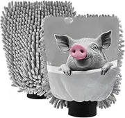 XYMZR Absorbent Microfiber Car Wash Mitt Pig Bubble Funny, Funny Cute Anime Scratch Free for Cars Cleaning, Home Cleaning Mitts, 2 Pack, 10.24” L x 7.09” W