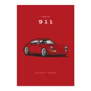 Porsche 911 - Red A1 Poster Print