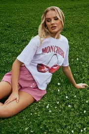 White Graphic Tee Short Sleeve - Size S, Women's Graphic Tee