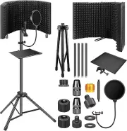 Professional Microphone Isolation Shield Triple Layer Acoustic Panel, Heavy Du
