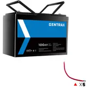 Gentrax 12V 100Ah Lithium Battery + 5* 4AWG 0.3m Connector Cable M8 and M10 Lug