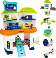 Space Toys for Kids,2 in 1 Space Station Rocket Ship Playset with 2 Astronauts,1