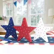 4th of July Decorations-3Pcs Patriotic Wooden Stars Sign-Classic Red White Bl...