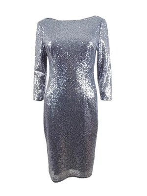 Adrianna Papell Women's Sequin Sheath Dress (10, Gunmetal)