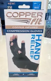 Copper Fit Unisex Muscle &Joint Support Hand Relief Compression Gloves -Size S/M
