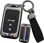 ontto Zinc Alloy Car Key fob Cover case Fit for Honda Civic City Vezel Accord HR-V CRV Polit Jazz Jade Crider Odyssey Keyring Silicone Key Shell Holder Bag Keychain Accessories 3 Button Black D