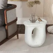 FATIVO Side Table Terrazzo Hourglass Waterproof Concrete Stool End Stand Outdoor