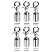 0.51" Cord End Cap Terminator Cord for Tassel Jewelry Making, 6Pcs Silver