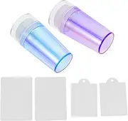 Baluue 2 Pack Diy Nail Art Stamper Kit Silicone Nail Art Printing Tool Full Stamping Plates for Girls