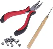 VINTORKY 3Pcs Hair Extension Tool Kit Professional Needle Micro Rings Installation Removal Tools for Salon Home Use