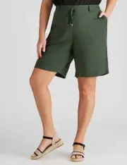 26 AUTOGRAPH - Plus Size - Womens Shorts - Woven Linen Blend Tie Front