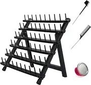 lightmay Braiding Hair Rack with 60 Pegs Standing Versatile Extension Hair Holder with 60 Spools - Ergonomic Braid Stand for Stylists - Time-Saving (black)