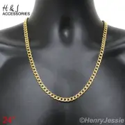 24"Stainless Steel 6mm Gold Plated Classic Cuban Curb Link Chain Necklace