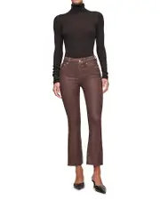 DL1961 Bridget Boot High Rise Instasculpt Coated Crop Jeans in Toffee Coated