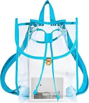 [ZALHIN] Clear Backpack For Stadium Events,Water Proof Bag - Waterproof See Through Drawstring Backpacks With Reinforced And Wider Shoulder Straps For Concerts