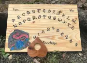 Ouija Board Snake Viper Blue Peony Flower Wood Game Planchette Painted Gothic