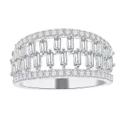 1.10 ct Ladies Round Cut & Baguette Diamond Anniversary Ring