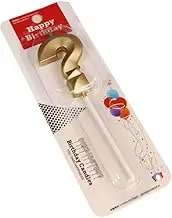 AIMALL Elegant Classic Number Birthday Candles with Stands, Customizable Age Decoration for Cakes & Cupcakes, Gold Smokeless Wax