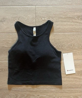 Lululemon Ebb to Street Ribbed Crop Tank Top in Black, Size 6, New With Tags!