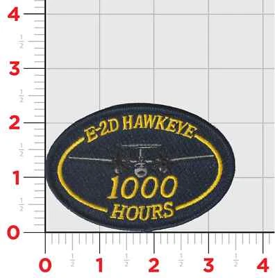 NAVY E-2D 1000 HOURS HAWKEYE OVAL BLUE EMBROIDERED HOOK & LOOP JACKET PATCH