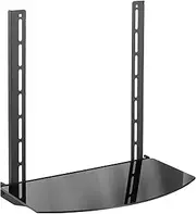 VIVO Under Above VESA Back of TV Wall Mount Shelving Bracket with Tilt | DVD Player, Cable Box, Stereo, and AV Component Glass Storage Shelf (MOUNT-SF04R)