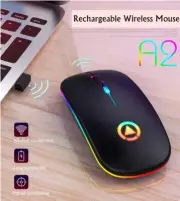 Slim Wireless Mouse Silent USB Mice 2.4GHz Rechargeable RGB For PC Laptop US