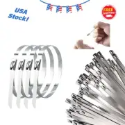 100 Pack Metal Zip Ties (11.8 Inches) – Heavy-Duty 304 Stainless Steel Self-Lock