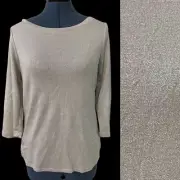NWT Chico's Silver Shimmer 3/4 Sleeve Stretchy Top Holiday Minimalist Normcore 0