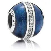 Pandora Sterling Silver With CZ Orbit Blue Enamel Charm #796377EN63
