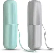 2Pcs Travel Toothbrush Holder, Portable Toothbrush Cup Case for Traveling, Camping, Business Trip and School, Multifuction Toothbrushes Toothpaste Set (Style 1, Pack of One)
