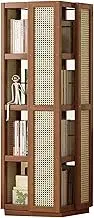 Rotating Bookshelf, Small Corner CD Storage Rack, 4/5 Tier 360° Display Storage Organizer for Bedroom Small Space Living Room Office Library (Includes Bookshelf Only)(Brown,35x35x124cm)