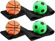 WOONEKY 4pcs Wrist Bouncy Ball Soccer Ball Bouncy Balls for Kid Toys Sports Balls Sports Ball with Wrist Strap Football for Return Ball Football Wristband Small Balls Rubber