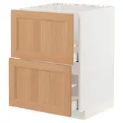 METOD / MAXIMERA base cab f sink+2 fronts/2 drawers, white/Vedhamn oak, 60x60x80 cm