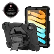 Vena For Apple iPad Mini 7 Case with Pencil Holder 360° Hand Strap Stand, Black