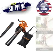Electric Leaf Blower Vacuum Mulcher 12 Amp 2-Speed Metal Impeller 240 MPH