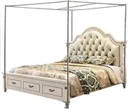 Thicken Canopy Netting Canopies Bed e Post Stainless Steel Sturdy Four Corner Bed Mosquito Net e Bracket Fit for Metal Bed Wood Bed Twin Size