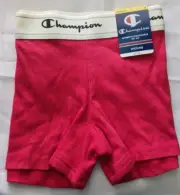 CHAMPION Ribbed Red Cream Wide Waistband Wick Boyshort Panty Womens Size M