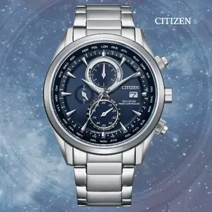 CITIZEN 星辰 GENTS 光動能 電波對時 三眼碼錶計時腕錶-藍43mm(AT8260-85L 防水100米)