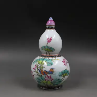 清乾隆年制粉彩描金萬花不落地四方花瓶仿古觀賞瓷器擺件古董古玩1入