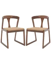 Safavieh Couture Set of 2 Jamal Walnut Woven Dining Chairs