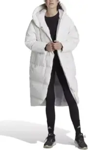 Adidas Women Jacket White XXL Big Baffle Down Coat Long Line Padded 24- 26 UK