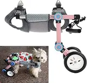 Small Pet Back Leg Wheelchair, Adjustable Disabled Dog Cart Pink Pet Rehabilitation Cart with Soft Harness, Stroller for Disabled Cats/Puppies(XS)