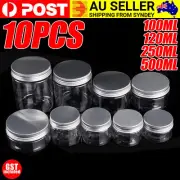 10Pcs Clear Plastic Round Storage Container Screw Jar Top Lid Condiment Kitchen