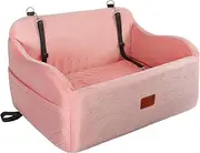 Dog Car Seat Up to 55lb,2 Clip-On Safety Adjustable Leashs Car Dog Bed for 2 Small Dogs,Fully Detachable and Washable Pet Cars Seat with 2 Storage Pockets,Easy to Install(Pink, Large)